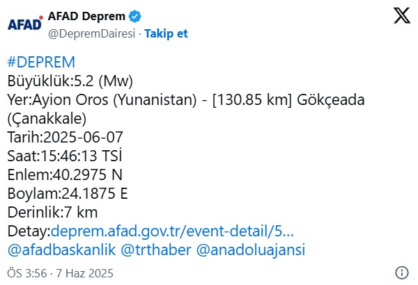 Yunanistan'da deprem: Çanakkale'de de hissedildi